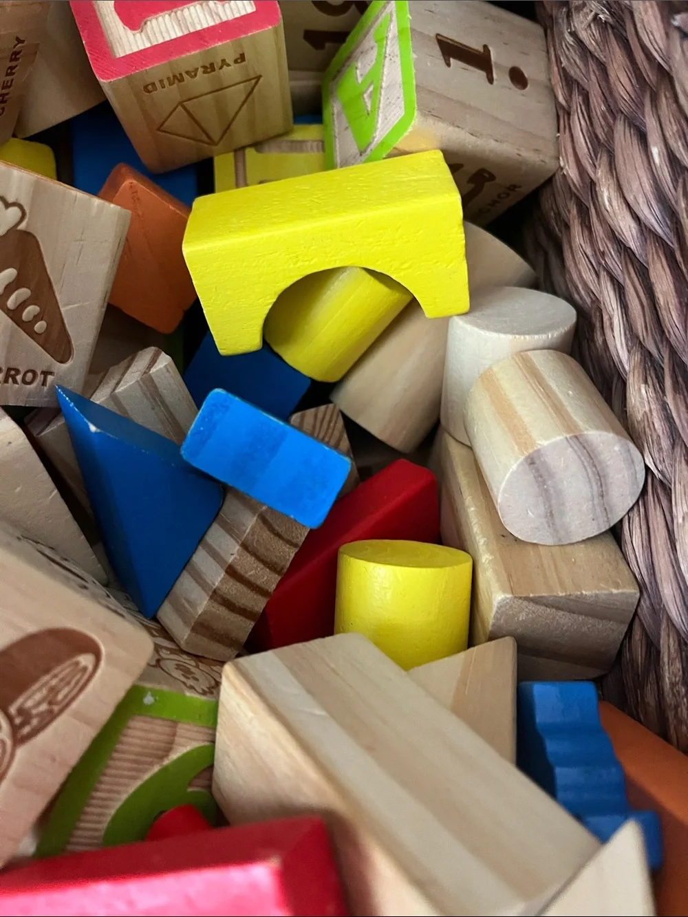 Classic Wooden Alphabet & Shape Blocks - Multicolor Kids Toy